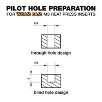 Heat Press M3 Threaded Inserts - Pack of 10