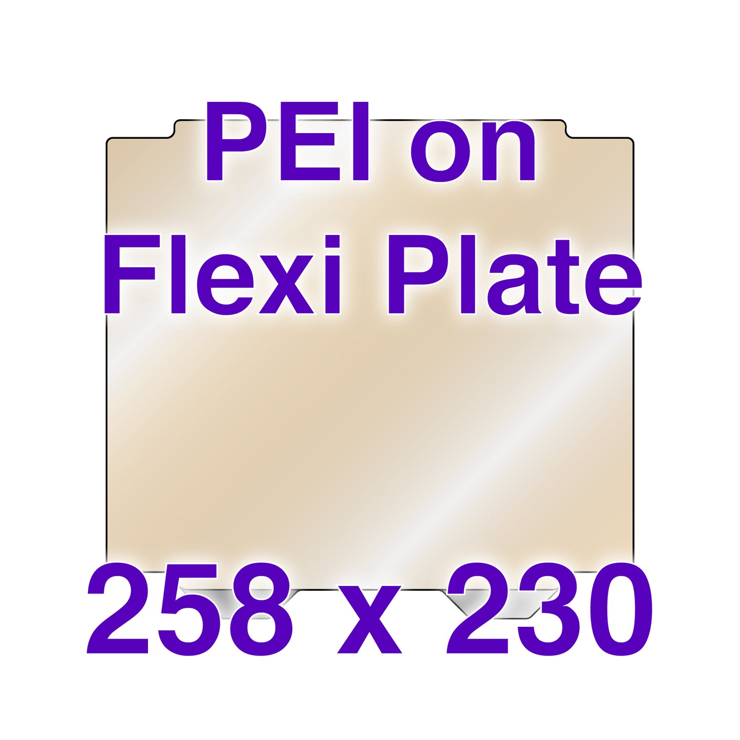 Flexi Plate with PEI - UltiMaker S3 - 258 x 230 w/ Cut Out Corners